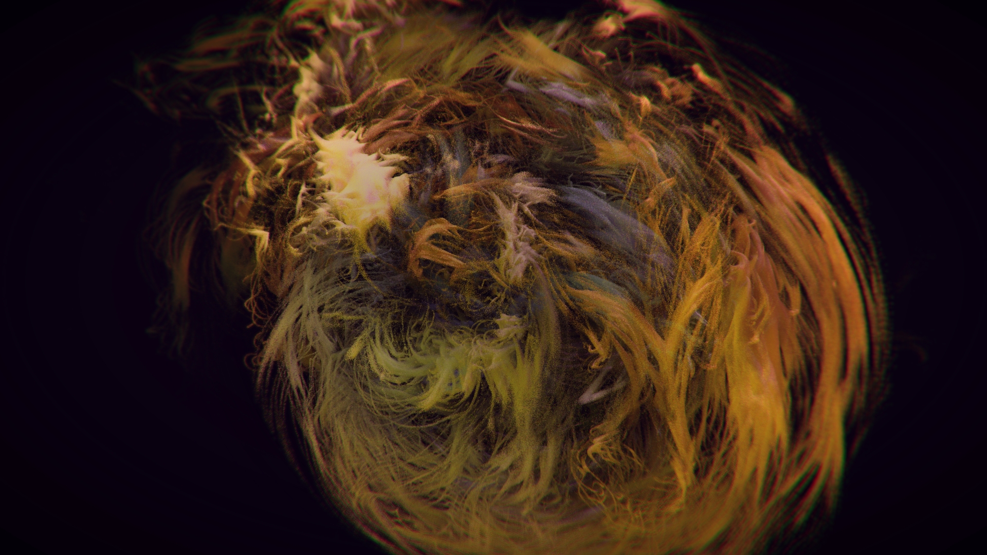 Goldene, mit TouchDesigner programmierte Raymarching-Animation für die 1E9 Conference 2021 in München