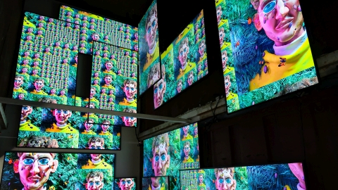 Video art installation in Hamburg, generative programming with TouchDesigner